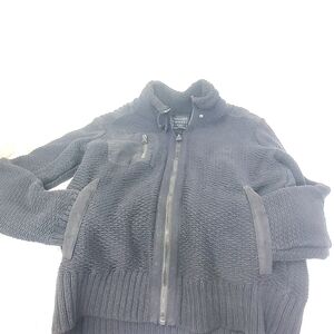 Guess Black Knit Zip-Up Jacket